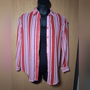 Princess Polly Red and White Striped Casual Shirt